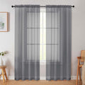 Grey Sheer Curtain for Bedroom Living Room 72 Inches Long 2 Panels Set by WelvetBLK