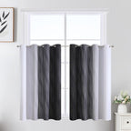 Estelar Textiler Black and Greyish White Ombre Short Blackout Kitchen Curtains - Image 2