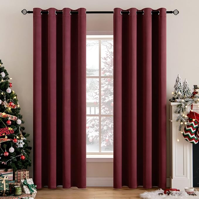 MIULEE Christmas Blackout Curtains 2 Panels, Room Darkening Thermal Insulated by MIULEE