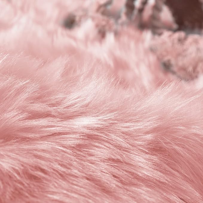 Goolela Pink Round Rug 6ft Circle Fluffy Fuzzy Furry Carpet - Image 7