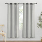 NICETOWN Gray Thick Linen Curtains 72" Length, Grommet Privacy Window by NICETOWN