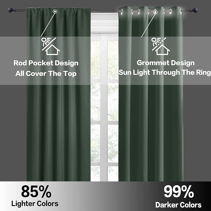 RYB HOME Blackout Curtains for Bedroom Living Room 63 inches Long, Thermal - Image 4
