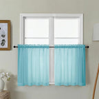 Gwine Short Kitchen Sheer Curtains 24 Inch Length by Gwine