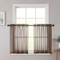 Chocolate Kitchen Curtains 30 Inch Length Tier 2 PCS, Solid Soft Airy Half by WelvetBLK