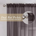 Lecloud Chocolate Sheer Curtains 84 Inches Long 2 Panels Set, Rod Pocket - Image 2