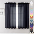 Lecloud Black Sheer Curtains 63 Inch Length 2 Panels, Elegant Voile Drapes by Lecloud