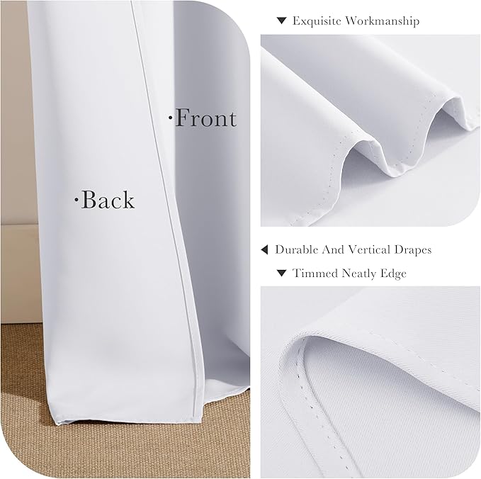 PONY DANCE 50% Blackout Window Curtain Panels - 42 W x 72 L Pure White Light - Image 6