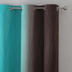 Estelar Textiler Brown and Teal Room Darkening Blackout Curtains 84 Inch Length - Image 4