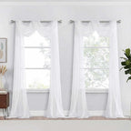 White Sheer Curtains 216 Inches Long, Extra Long Light Filtering Modern Scarf by Home