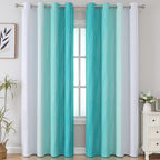 Estelar Textiler Teal and Grayish White Blackout Curtains - Image 2
