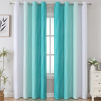 Estelar Textiler Full Room Darkening Greyish White and Teal Blackout Curtains - Image 2