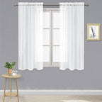 DWCN Sheer White Curtains 54 inch Length, Rod Pocket Solid Color Window by DWCN