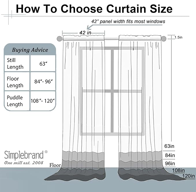 Simplebrand Sheer White Curtains 120 Inches Long, Extra Long Rod Pocket Solid - Image 8