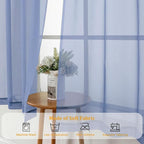 Gwine Denim Blue Sheer Curtains 84 Inches Long 2 Panels Set - Image 8