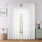 Lecloud White Sheer Curtains 78 Inches Long 2 Pcs, Elegant Window Treatments by Lecloud
