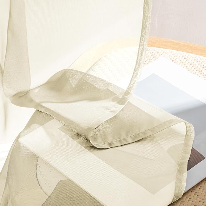 MIULEE Light Cream Sheer Curtains 72 Inches Long, 4 Panels Set, Light Filtering - Image 7