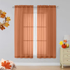 OVZME Orange Sheer Curtains 63 inch Length 2 Panels by OVZME