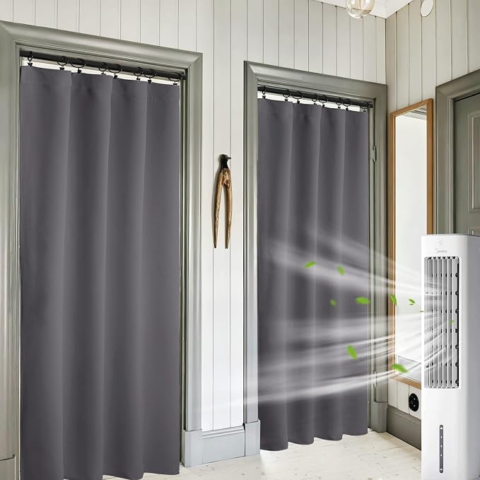 RYB HOME 2 Panels Blackout Doorway Curtains, Thermal Insulated Privacy Rod by RYBHOME