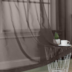 OVZME Chocolate Brown Sheer Curtains 84 Inches Long 2 Panels, Light Filtering - Image 2