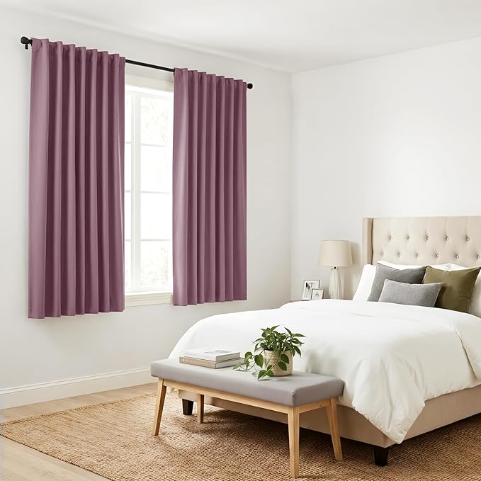PONY DANCE - Window Curtains - 42 inch W by 45 L Dusty Rose Thermal Insulated by PONYDANCE
