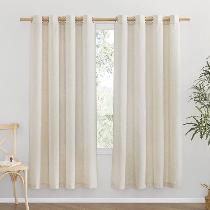 NICETOWN Linen Flax Semi Sheer Curtains 72" Length, Grommet Window Treatments by NICETOWN