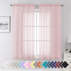 Aiyufeng Blush Pink Sheer Curtains 63 Inch Length 2 Panels Set, Light Filtering by Aiyufeng