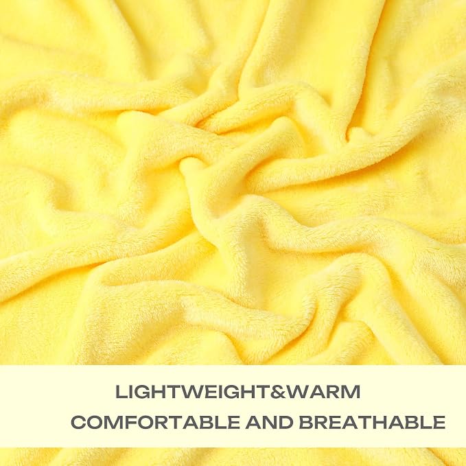JIAHANNHA Fleece Blanket King Size Yellow 108 by 90 Inches Throw Blankets - Image 4