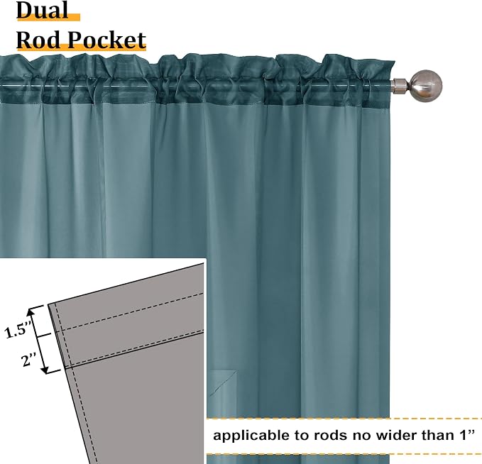 Aiyufeng Dusty Blue Sheer Curtains 96 Inches Long 2 Panels Set, Light Filtering - Image 4