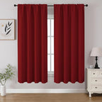 CUCRAF Red Blackout Curtains 54 inch Length 2 Panels Set, Rod Pocket Room by CUCRAF