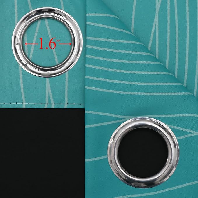 Estelar Textiler Teal and Grayish White Blackout Curtains - Image 7
