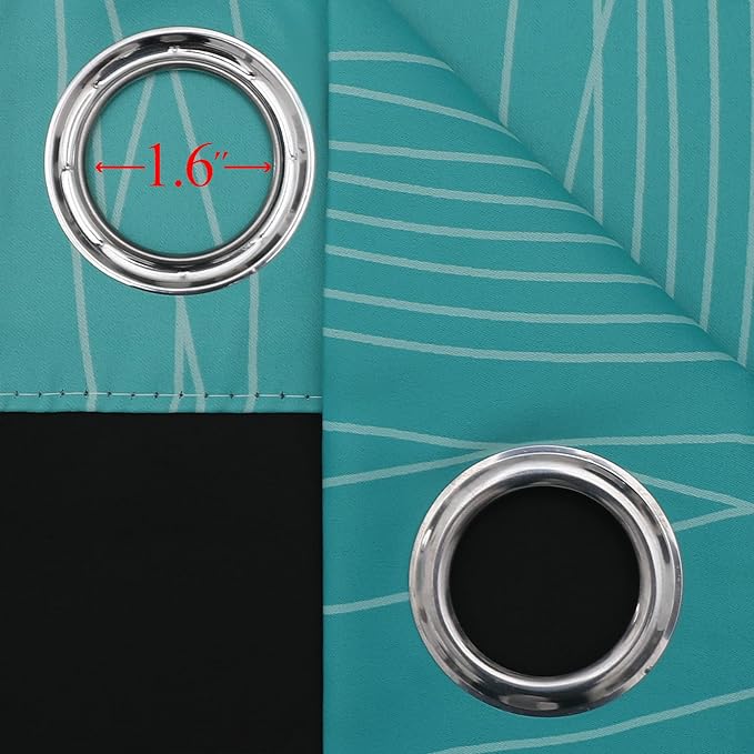 Estelar Textiler Teal and Grayish White Blackout Curtains 108 Inches Long - Image 7