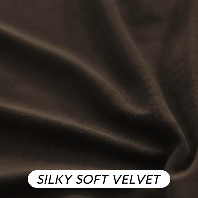 RYB HOME Brown Blackout Curtains 84 inches Long Velvet, Room Darkening Thermal - Image 5