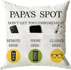 ONFAON Papa Gifts Throw Pillow Case, Papa's Spot Throw Pillow Covers 18 x 18 by ONFAON