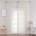 Sheer Ivory Curtains for Bedroom Living Room 90 Inches Long 2 Panels Set by WelvetBLK