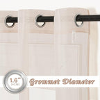 NICETOWN Taupe Sheer Curtains 96 inches Long, Grommet Voile Textured Airy Sheer - Image 4