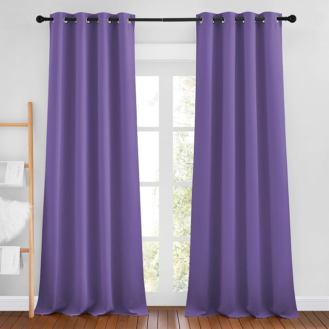 NICETOWN Lilac Purple Blackout Curtains 102 inches Long, Grommet Thermal by NICETOWN