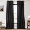 Black Linen Curtains 144 inches Long by Jolilight