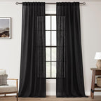 Black Linen Curtains 84 inches Long by Jolilight