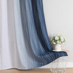 Estelar Textiler Navy Blue and Greyish White Ombre Short Blackout Cafe Curtains - Image 6