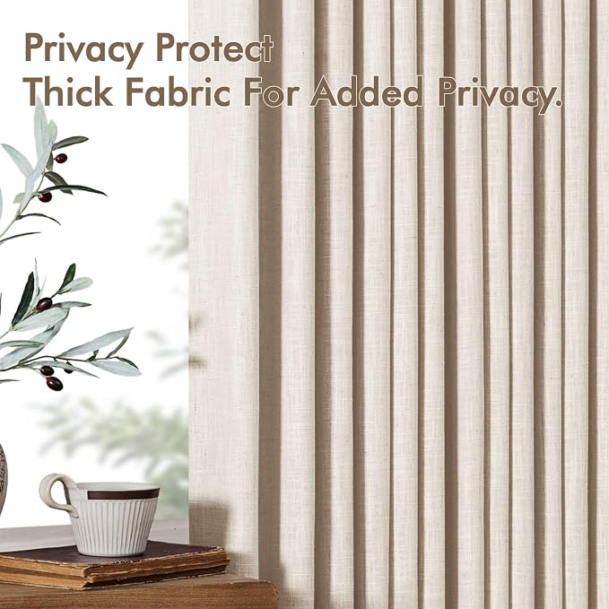 MIULEE Pinch Pleated Thick Linen Curtains 84 Inches Long 2 Panels - Image 7