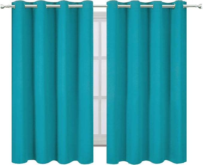 LEMOMO Teal Blackout Curtains/52 x 45 Inch Length Kids Curtains/Set of 2 Panels - Image 2