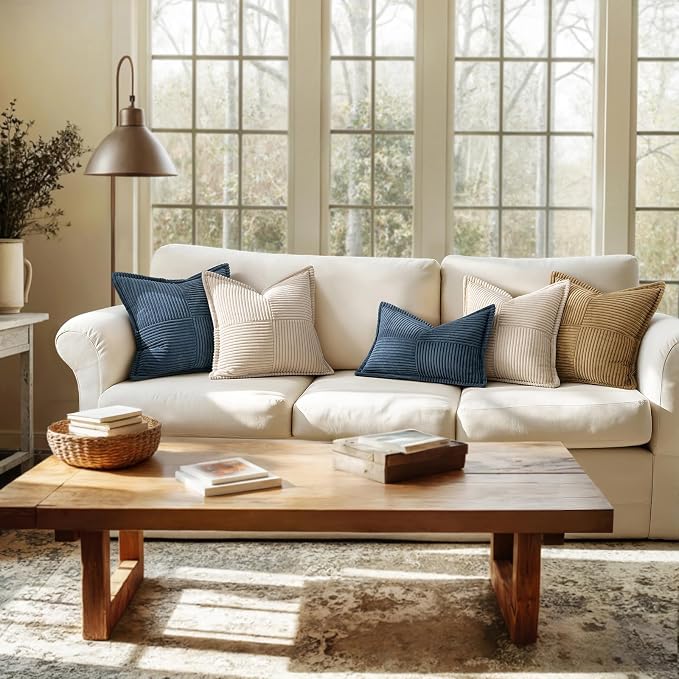 MIULEE Blue Corduroy Pillow Covers 16x16 Inch - Image 3