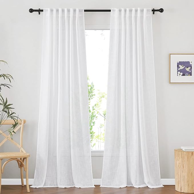 NICETOWN White Sheer Linen Curtains by NICETOWN