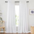 NICETOWN White Semi Sheer Extra Long Curtains 144 inch Long, Rod Pocket & Back by NICETOWN