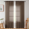 Sheer Chocolate Curtains for Bedroom Living Room 90 Inches Long 2 Panels Set by WelvetBLK
