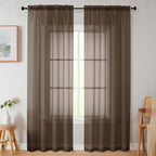 Sheer Chocolate Curtains for Bedroom Living Room 90 Inches Long 2 Panels Set by WelvetBLK