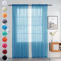 youleyar Solid Sheer Rod Pocket Curtain Voile Draperies 2 Panels White Beige by Youleyar
