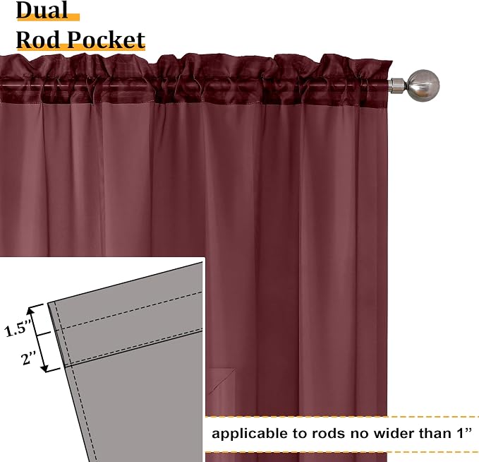Aiyufeng Sheer Window Curtain Panels 96 Inch Long 2 Pieces, Voile Top Dual Rod - Image 3