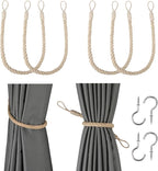 BEL AVENIR Jute Curtain Tiebacks Ropes Tie-Backs, Handmade Curtain Holdbacks by BELAVENIR