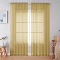Simplebrand Gold Sheer Curtains 90 Inches Long 2 Panels, Light Filtering Rod by Simplebrand